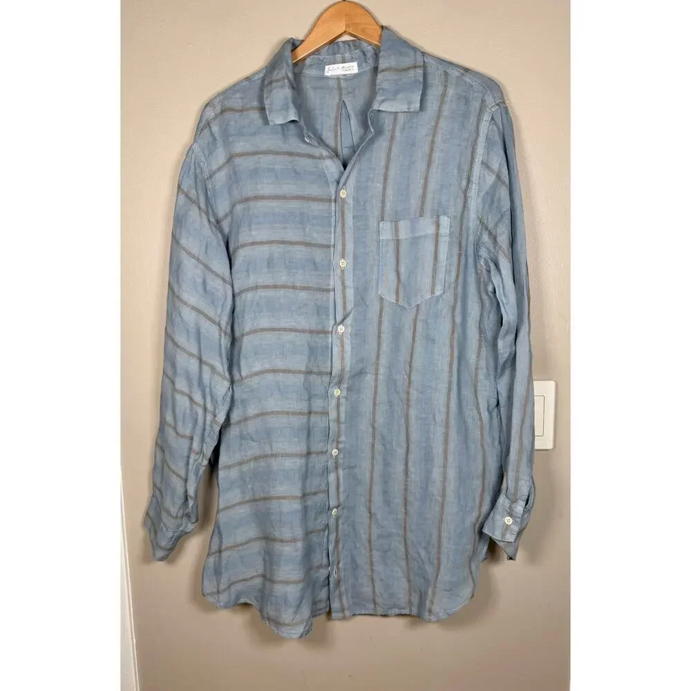 NWOT Free People x CP Shades Mixed Plaid Linen Double Cloth Top L $250 - Picture 4 of 12